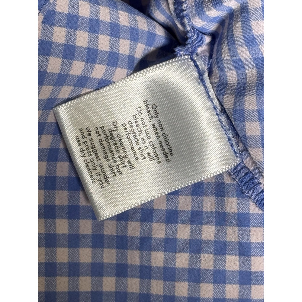 Mizzen Main Leeward Shirt Mens XL Blue Gingham Trim Fit Performance Stretch - Picture 8 of 15